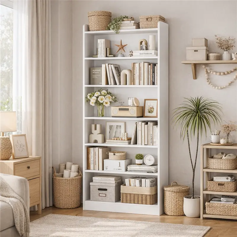 Yaheetech 6-7 Tier Open Shelf Bookshelf - Modern Simple Tall Indoor Shelves, Apartment Furniture with Top Open Compartment for Books, Storage Organization, Living Room Decor, Office Use