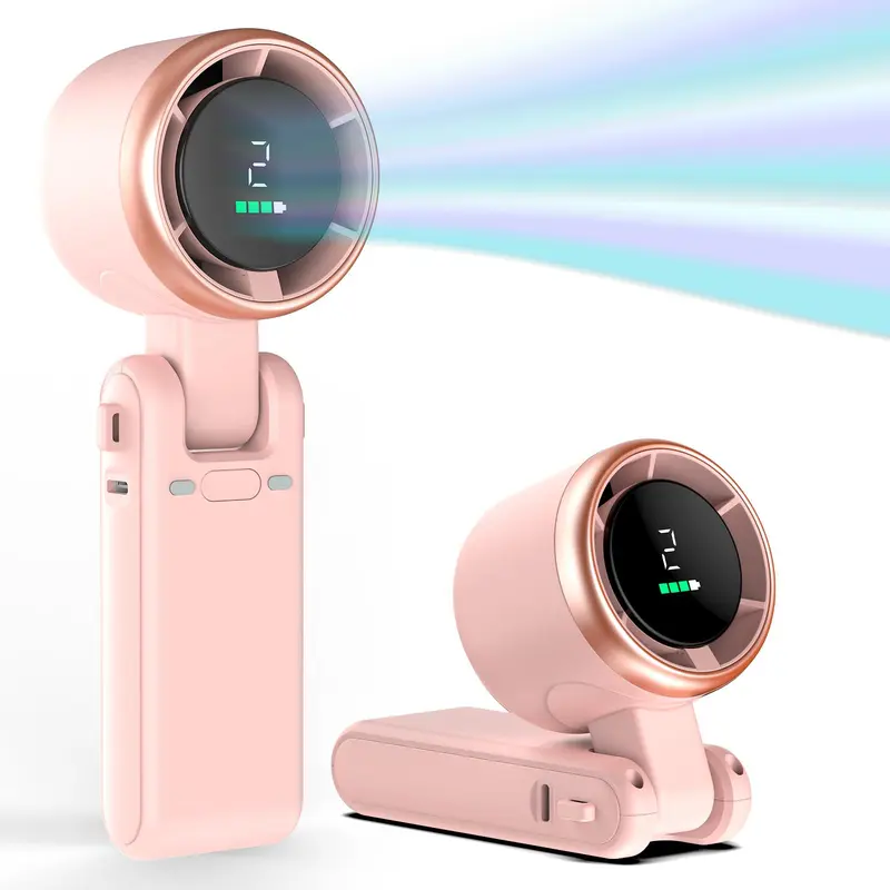 Portable Handheld Turbo Fan - 5 Gear High Speed 4000mAh Rechargeable Mini Personal Hand Fan Blow Cold Air, 12 Working Hours for Outdoor Activities, Travel, Beach, Gifts for Women, Men, Cute Girl (Pink)