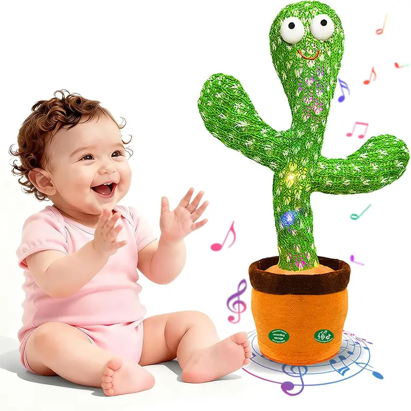 Interactive Baby Toys Dancing Talking Cactus Toy,Funny Gift for Infant 6-18 Months, Singing Musical Record Repeat What You Say Light Up Toy for Toddler 1 2 3 Year Old Boy Girl (Volume Adjustment) - Trending Most Viral TikTok Shop Products Product August 2026