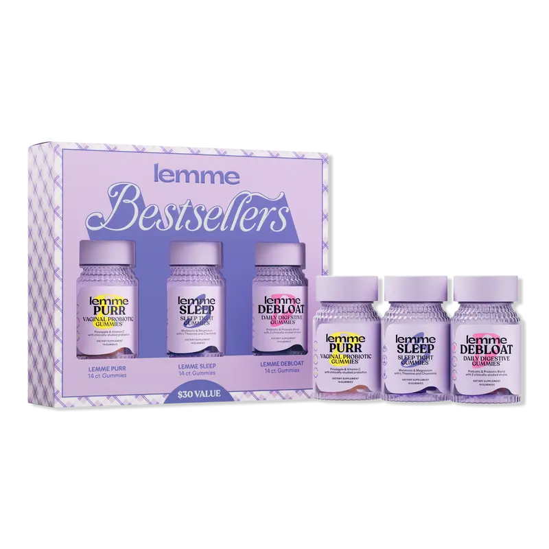 Lemme Holiday Bestsellers Kit: Purr, Sleep, And Debloat Gummies ($30 Value!)