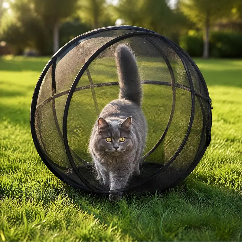 Hamster Ball for Cats, Cat Hamster Ball for Outside, Outdoor cat Ball, Rolling Catio Outdoor Cat Enclosure, Foldable Breathable Mesh Pet Playpen with Zipper, Portable Lightweight, Lawn & Backyard