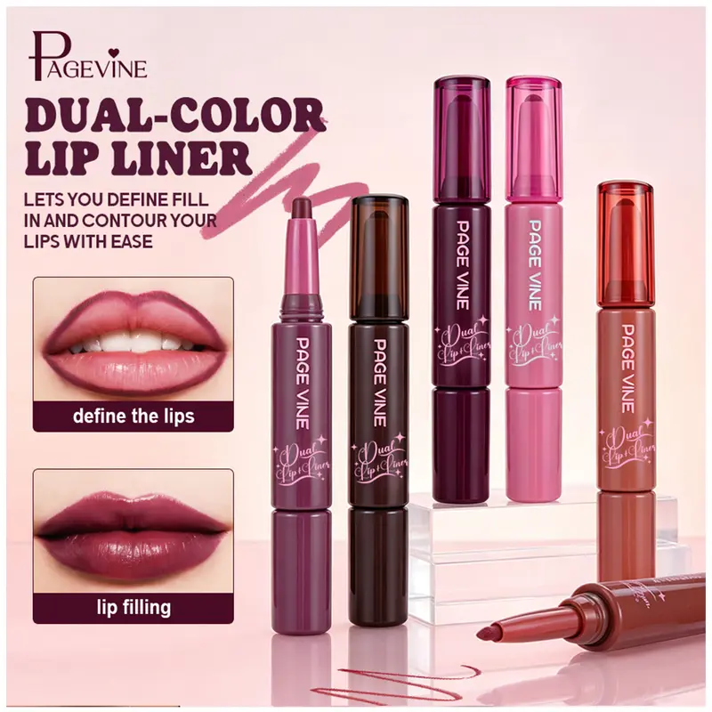 Nature Nude Lip Duo, Dual Ended Lipgloss, Matte Lip Liner + Longlasting Waterproof Lipstick, 2-in-1 Smooth Hydrating Semi-Matte for Precise Lip Definition & Sculpting, Non-Sticky Lip Stain, Precise Tip & Creamy Fill Makeup Moisture