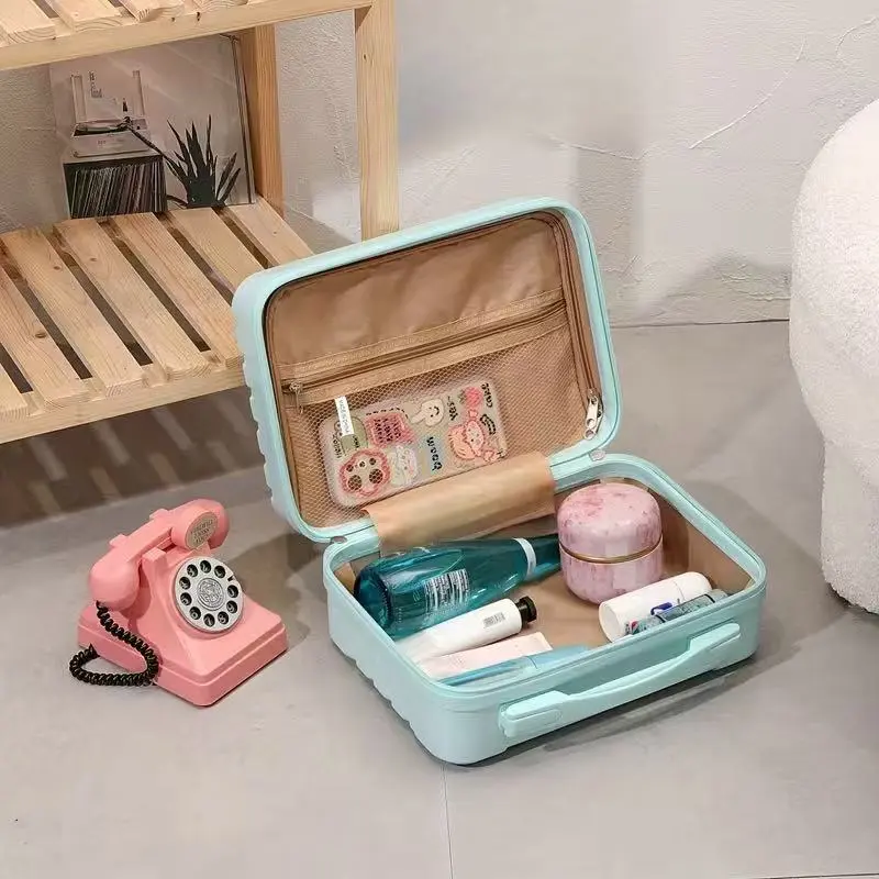 14 Inch Mini Hard Shell Suitcase, Portable Handheld Travel Luggage, Lightweight Small Carry On Case for Cosmetics, Overnight Trip, Business Trip。mini suitcase,hand luggage,hard shell suitcase,small travel case,cosmetic suitcase