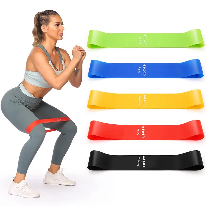 Ancheer 5-Piece Multi-Size Elastic Training Loop Bands Set, Fitness Accessories with Instruction Guide & Carry Bag, Workout Bands for Legs, Home Workout Gear for Strength Training & Stress Relief, Portable Gym Equipment