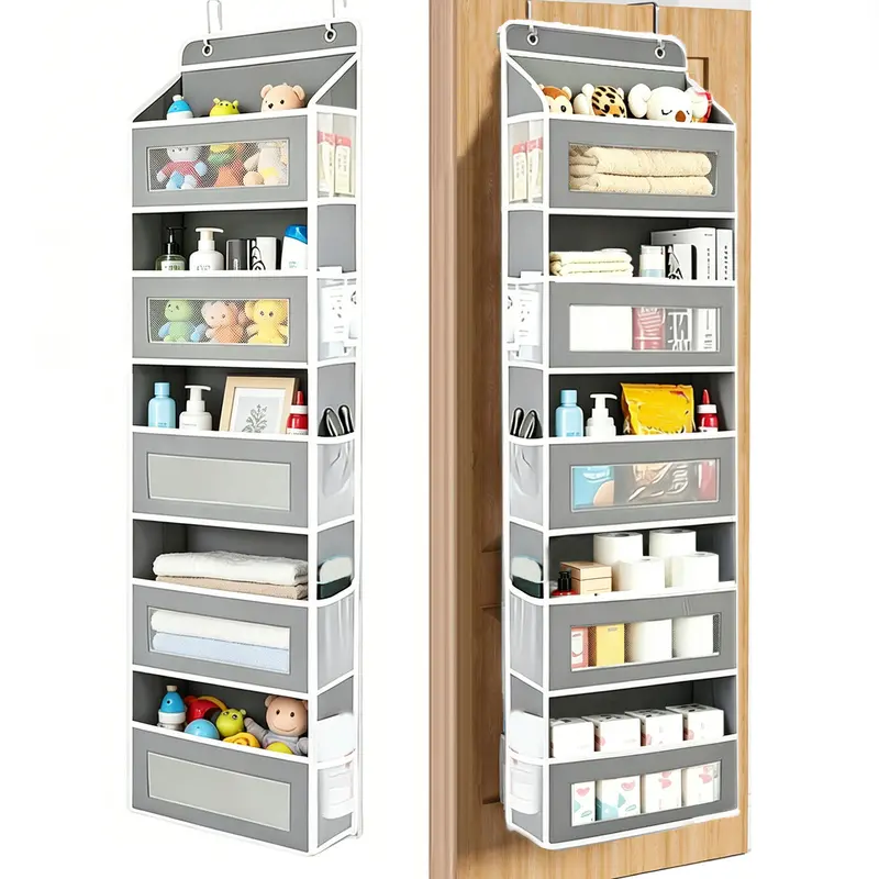 Over The Door Organizer Storage, 5 Shelf Hanging Door Organizer With 10 Large CapacityPockets, No Drilling Required Anti Tilt 44 Lb Load Behind Door Storage For Bedroom, Bathroom, Pantry, Nursery, Child Children Nursery